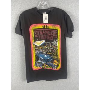 Stranger Things T Shirt Men's Size S Black Large Graphic‎ Retro Style NWT